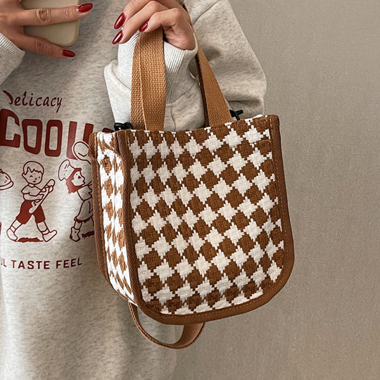 Damen Umhängetasche mit modernem kariertem Muster und verstellbarem Schulterriemen Nord Taschen