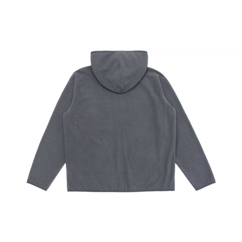 Unisex Kapuzen-Fleecejacke mit durchgehendem Reißverschluss, Strukturstrick und Brust-Reißverschlusstasche Nord Taschen