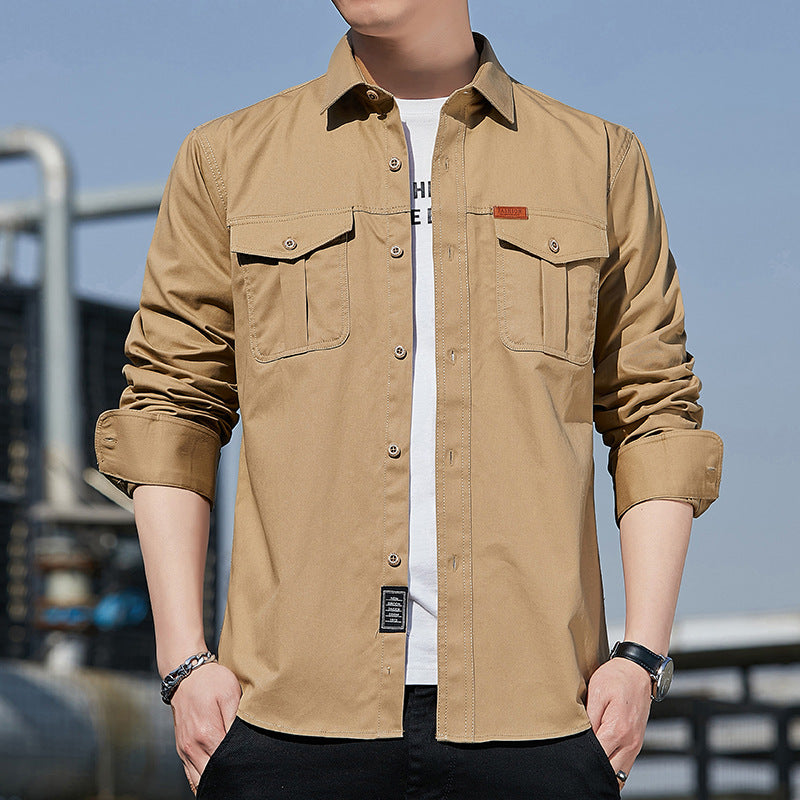 Herren Utility-Overshirt aus Baumwollmix mit Brustpattentaschen und verstärkten Nähten Nord Taschen