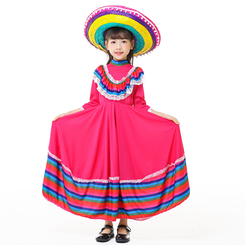 Mädchen Tracht Kleid mit buntem Saum Nord Taschen