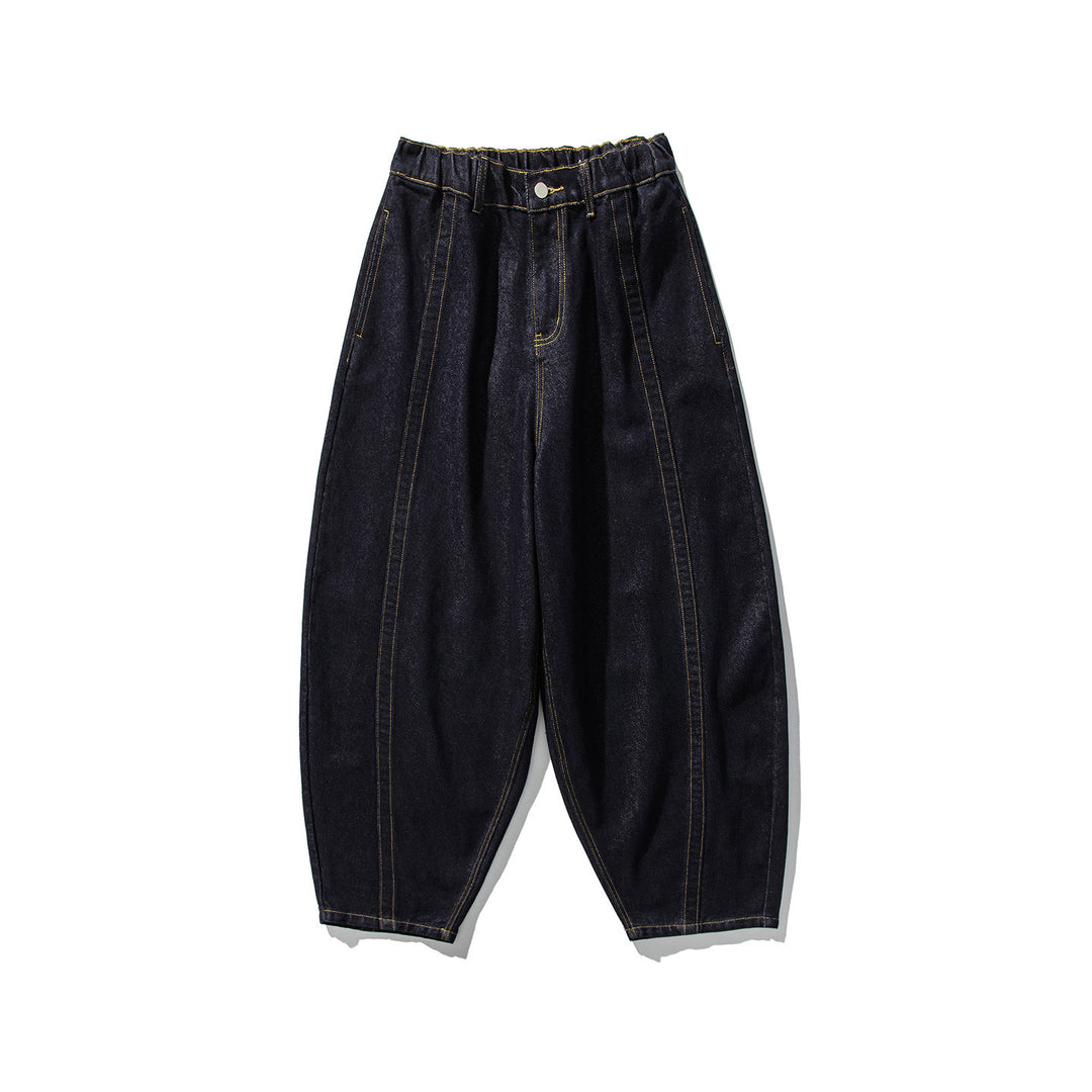 Herren Baggy-Denim-Hose mit extra weitem Bein, tiefem Schritt und sichtbaren Kontrastnähten Nord Taschen