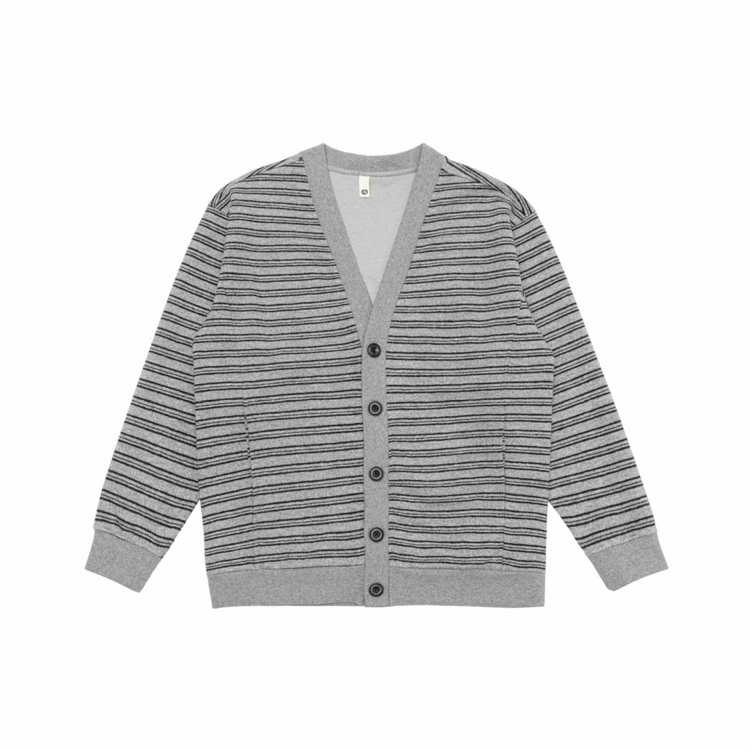 Herren Gestreifte Knopfcardigan mit V‑Ausschnitt, Eingrifftaschen und Rippenbündchen Nord Taschen