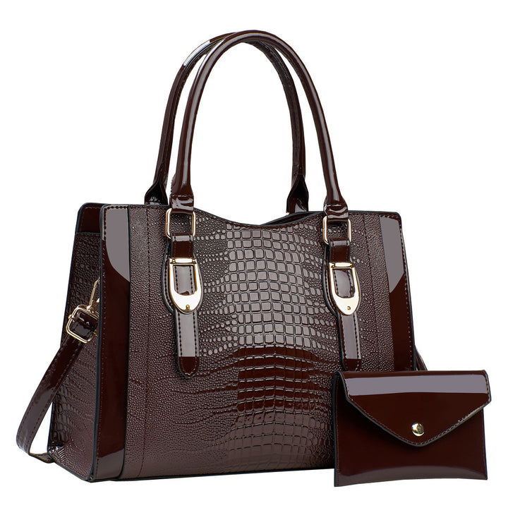 Damen elegante Handtasche mit Kroko-Prägung und abnehmbarer Clutch Nord Taschen