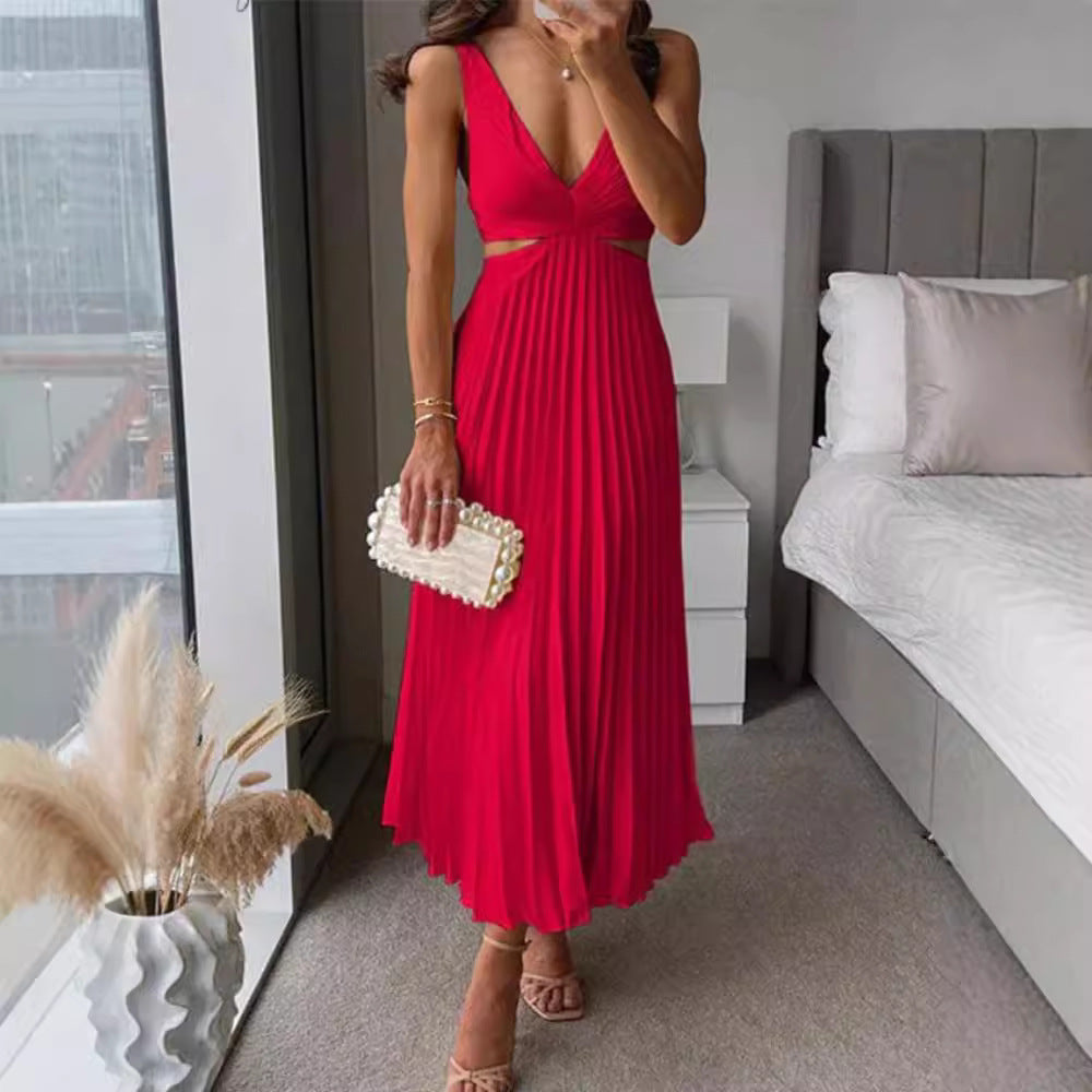 Damen Elegantes Maxikleid mit V-Ausschnitt und raffinierten Drapierungen