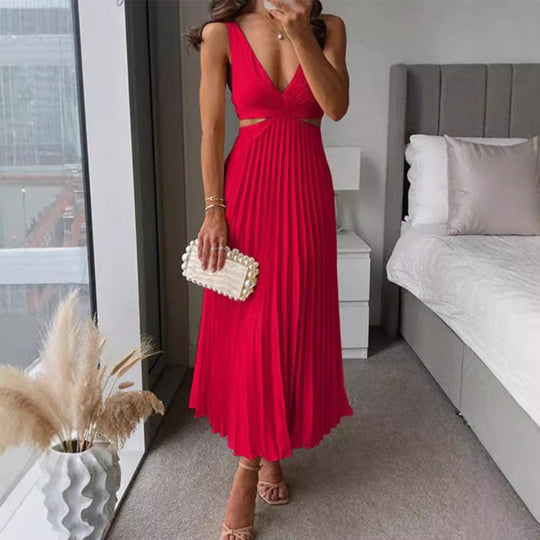 Damen Elegantes Maxikleid mit V-Ausschnitt und raffinierten Drapierungen