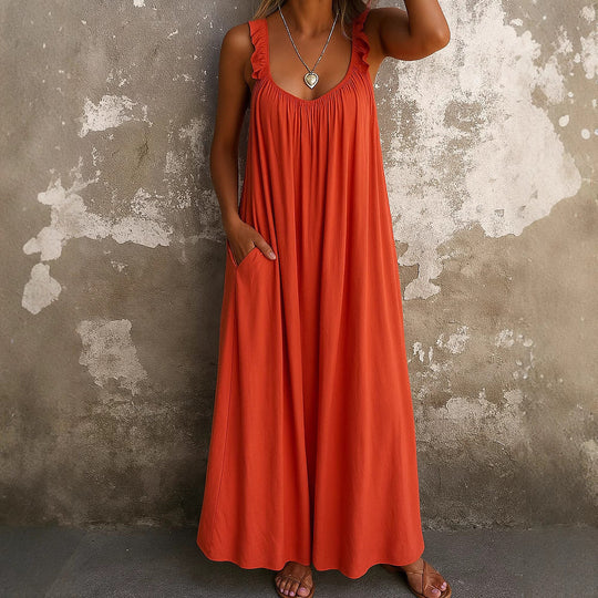 Damen Maxi-Kleid mit trägerloser Passform und luftiger Silhouette