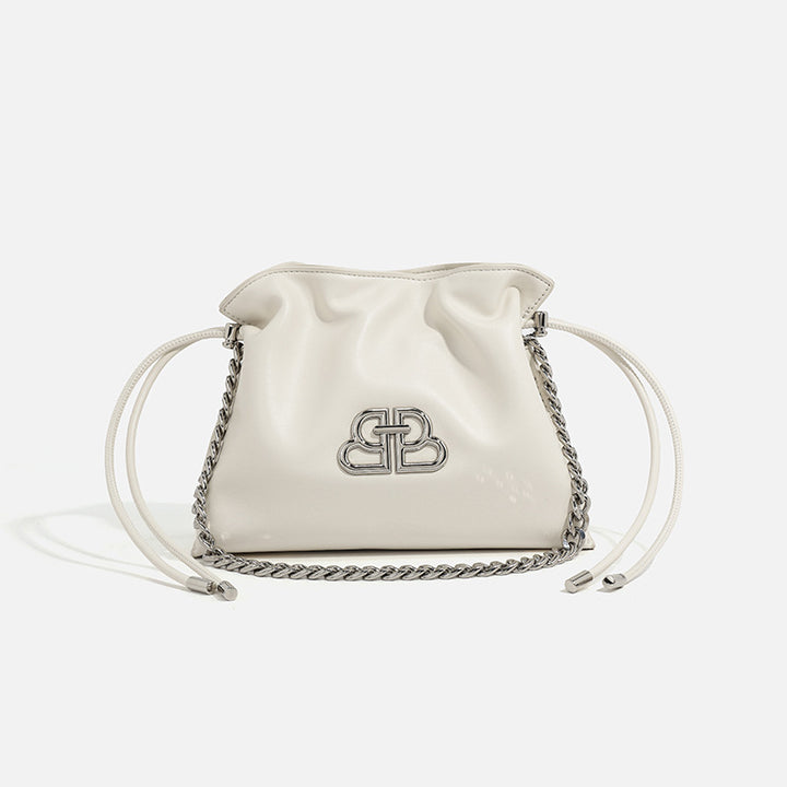 Damen Leder Umhängetasche mit stilvollem Kordelzug Nord Taschen