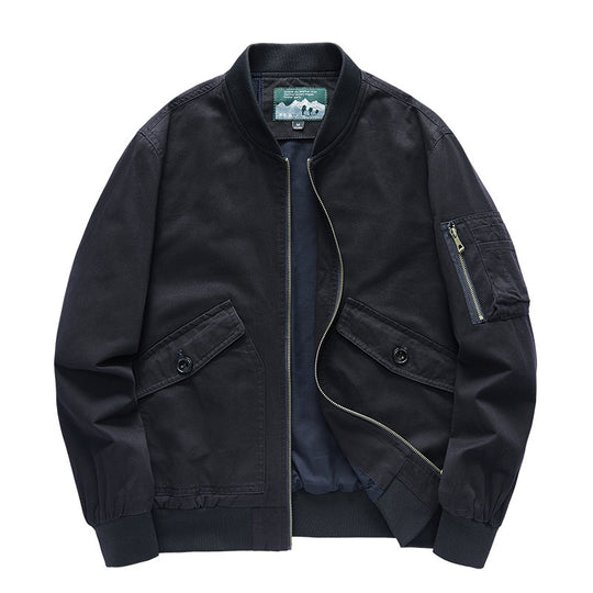 Herren Canvas-Bomberjacke im Utility-Fieldstil mit Ärmeltasche, Pattentaschen und geripptem Bund Nord Taschen