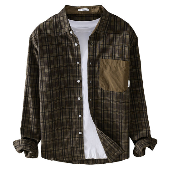 Herren Kariertes Overshirt im Relaxed-Fit mit kontrastreicher Brusttasche Nord Taschen