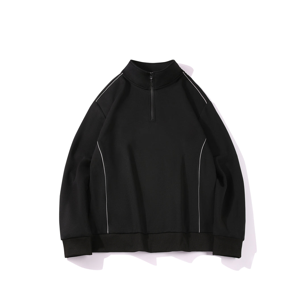 Herren Halfzip-Sweatshirt mit Stehkragen, reflektierenden Kedernähten und geripptem Saum Nord Taschen