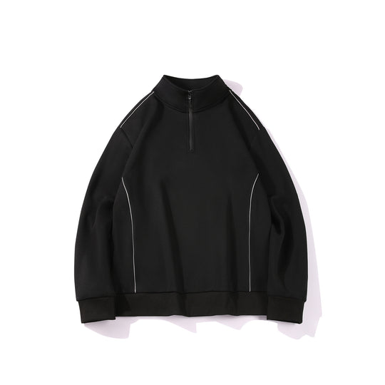 Herren Halfzip-Sweatshirt mit Stehkragen, reflektierenden Kedernähten und geripptem Saum Nord Taschen