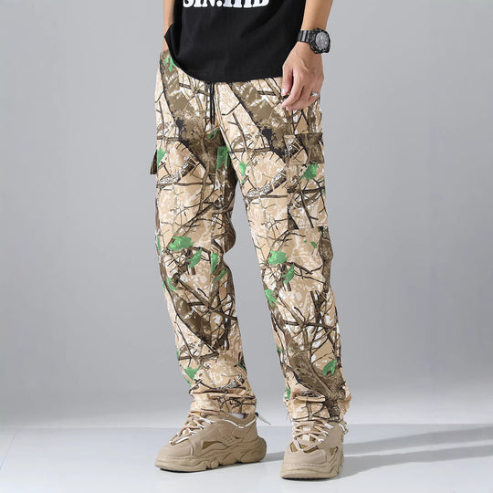 Herren Gemusterte Cargo-Jogginghose mit Tunnelzug, aufgesetzten Taschen & tapered Bein Nord Taschen