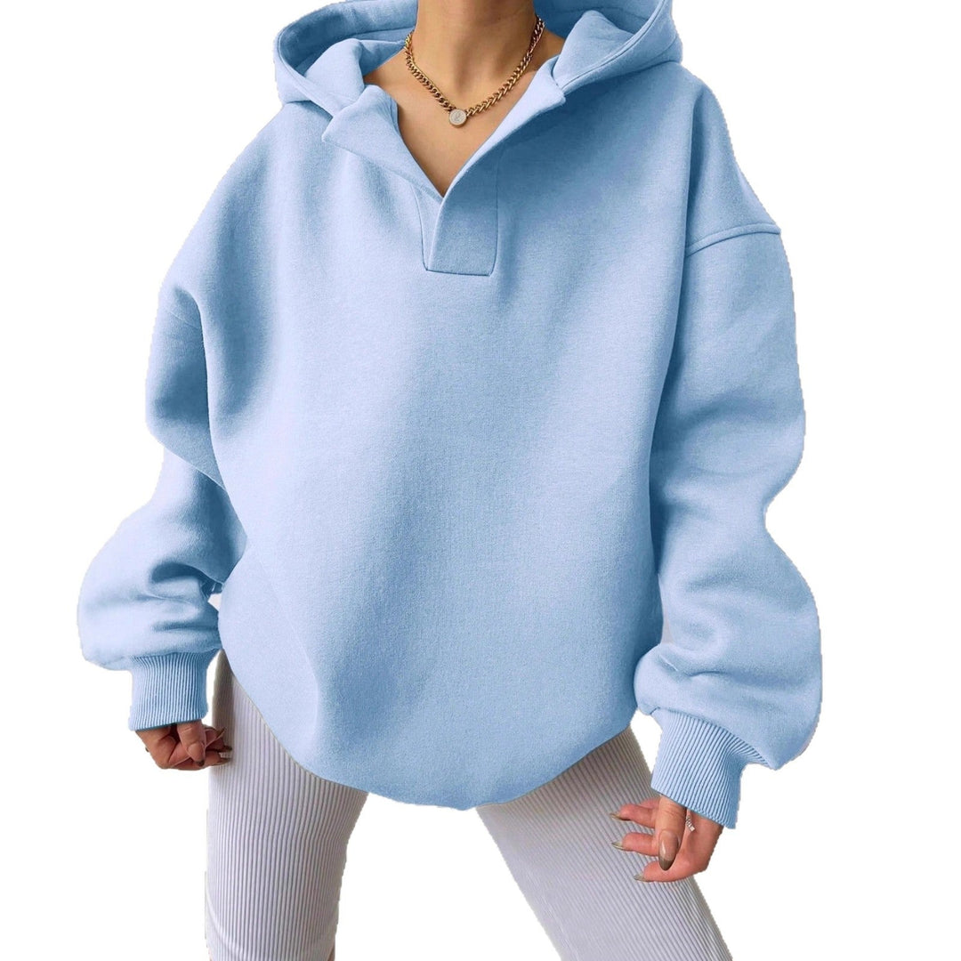 Damen Oversized Kapuzensweatshirt mit lässigem Stehkragen und langen Ärmeln Nord Taschen