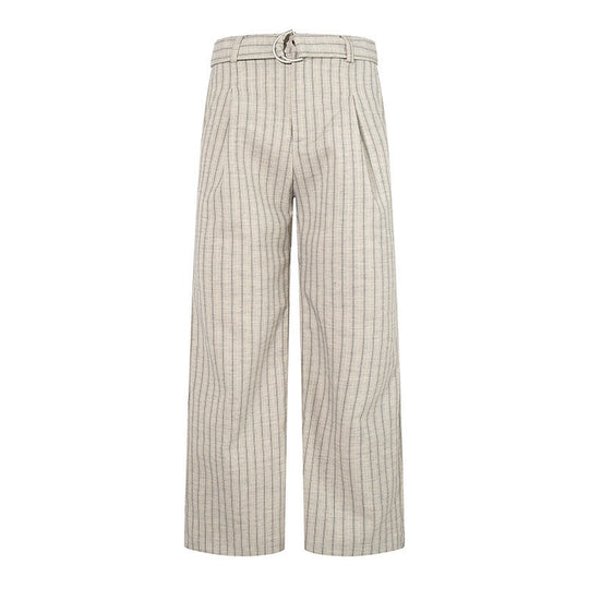 Damen Weite Leinen-Mix Culotte-Hose mit Hochbund und D-Ring-Gürtel Nord Taschen