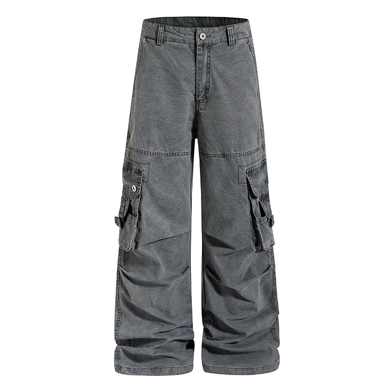 Damen weite Baumwoll-Cargohose im Vintage-Look mit ballonförmiger Silhouette und großen Klappentaschen Nord Taschen