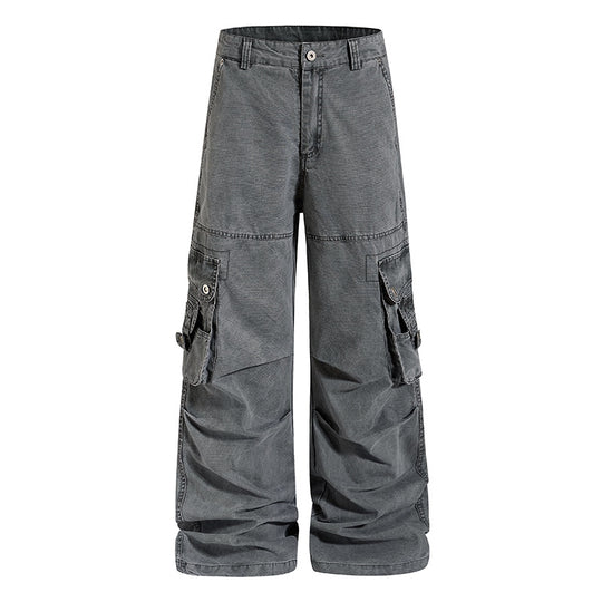 Damen weite Baumwoll-Cargohose im Vintage-Look mit ballonförmiger Silhouette und großen Klappentaschen Nord Taschen