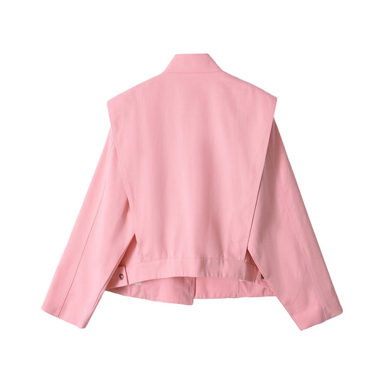Damen Cropped-Jacke im Boxy‑Schnitt mit Funnelkragen und asymmetrischer Knopfleiste Nord Taschen