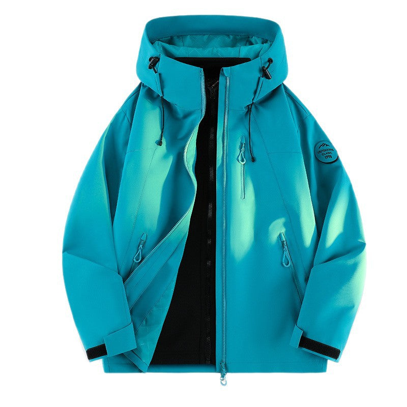Damen Leichte wasserdichte Kapuzenjacke mit Teddy‑Charm und verdeckten Reißverschlusstaschen Nord Taschen