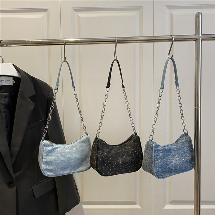 Damen modische Handtasche mit Kettenriemen und Denim-Design Nord Taschen