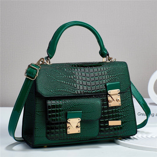 Damen elegante Handtasche im Krokodil-Design mit goldenen Akzenten Nord Taschen