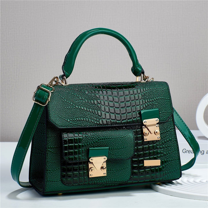 Damen elegante Handtasche im Krokodil-Design mit goldenen Akzenten Nord Taschen