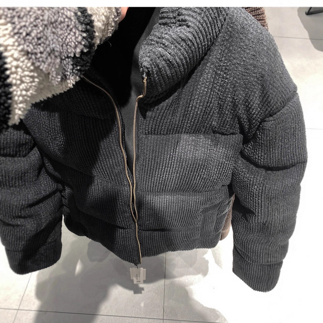 Herren Kurz geschnittene Steppjacke in Cordstruktur mit hohem Stehkragen Nord Taschen
