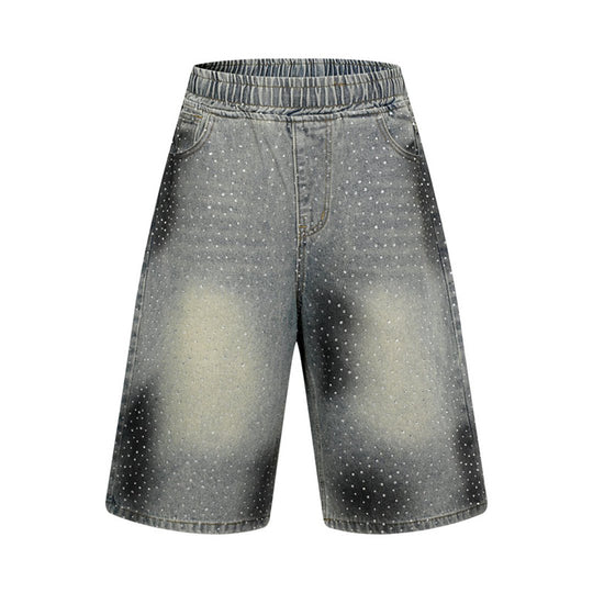 Damen hochgeschnittene Denim-Culotte-Shorts mit Komfortbund und dezentem Punktmuster Nord Taschen