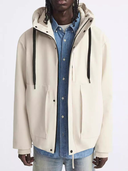 Herren Wasserabweisender Kapuzenblouson im Boxy‑Cut mit verdeckter Reißverschlussblende und extra großen Eingrifftaschen Nord Taschen