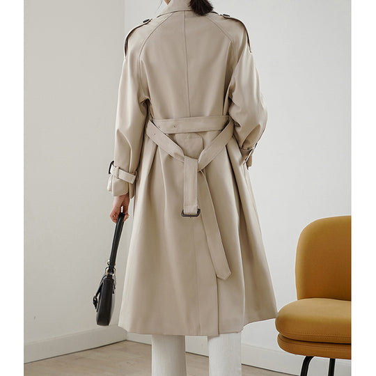 Damen Eleganter Trenchcoat mit doppelter Knopfleiste und praktischem Taillengürtel Nord Taschen