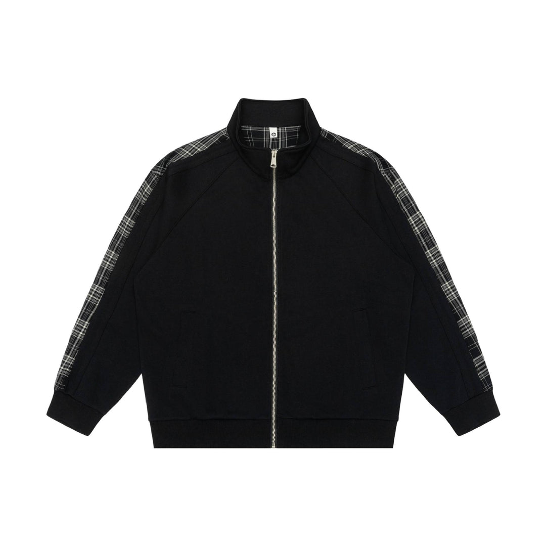 Damen Sweatjacke mit Stehkragen und kariertem Schulterstreifen Nord Taschen