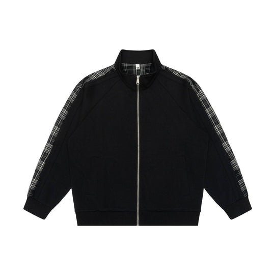 Damen Sweatjacke mit Stehkragen und kariertem Schulterstreifen Nord Taschen