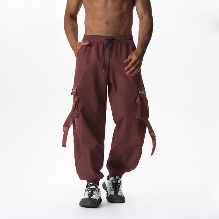 Herren Utility-Cargo-Jogginghose mit Tunnelzug, Beinschnallen & Mehrfachtaschen Nord Taschen