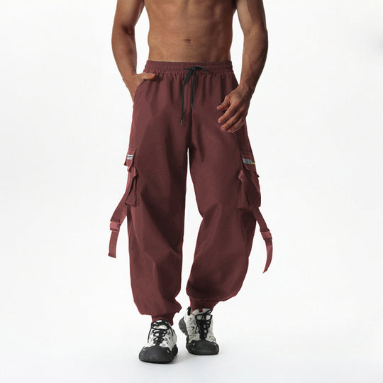 Herren Utility-Cargo-Jogginghose mit Tunnelzug, Beinschnallen & Mehrfachtaschen Nord Taschen