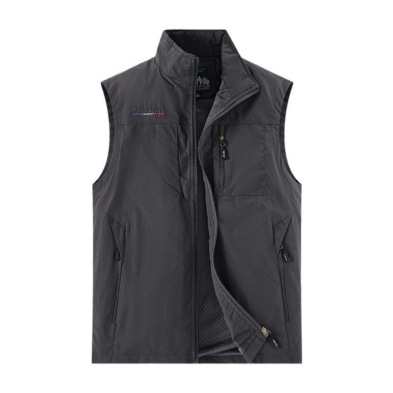 Herren Technische Outdoor-Weste mit atmungsaktivem Mesh-Futter, Reißverschlusstaschen & Stehkragen Nord Taschen