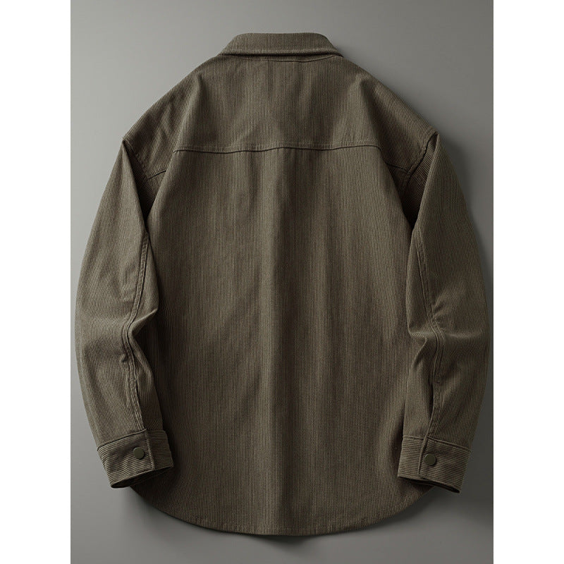 Herren Cord-Overshirt im Worker-Look mit Druckknopfleiste und aufgesetzter Brusttasche Nord Taschen