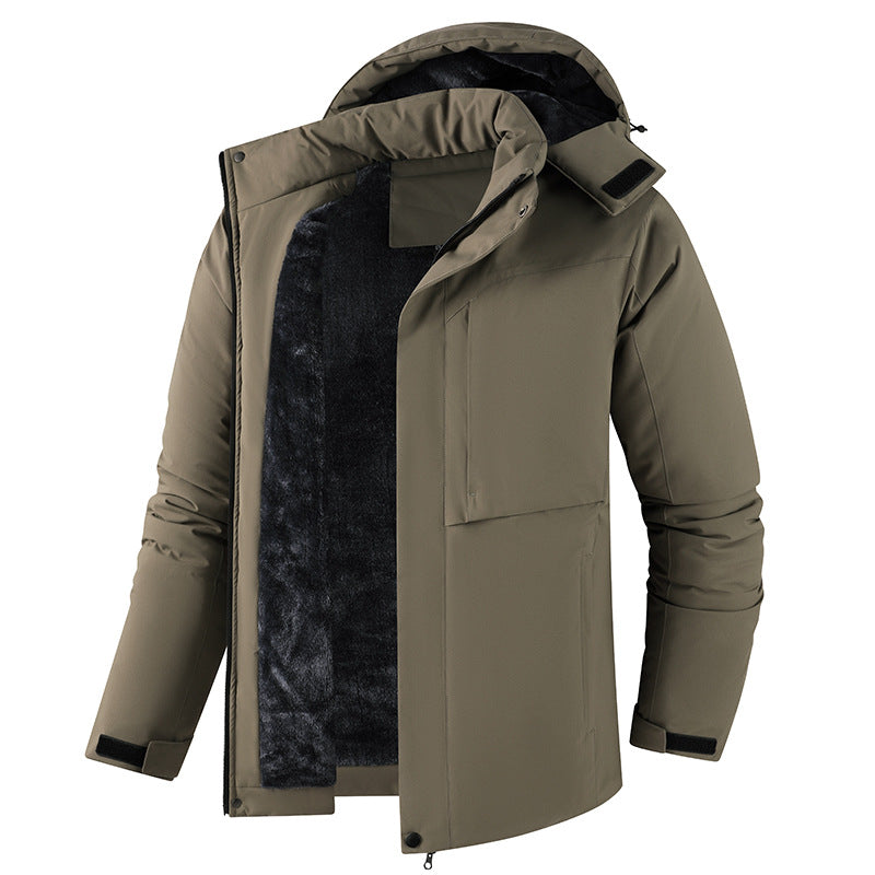 Herren Plüschgefütterte Winterparka mit Kapuze, winddichter Hülle & verdeckter Frontleiste Nord Taschen