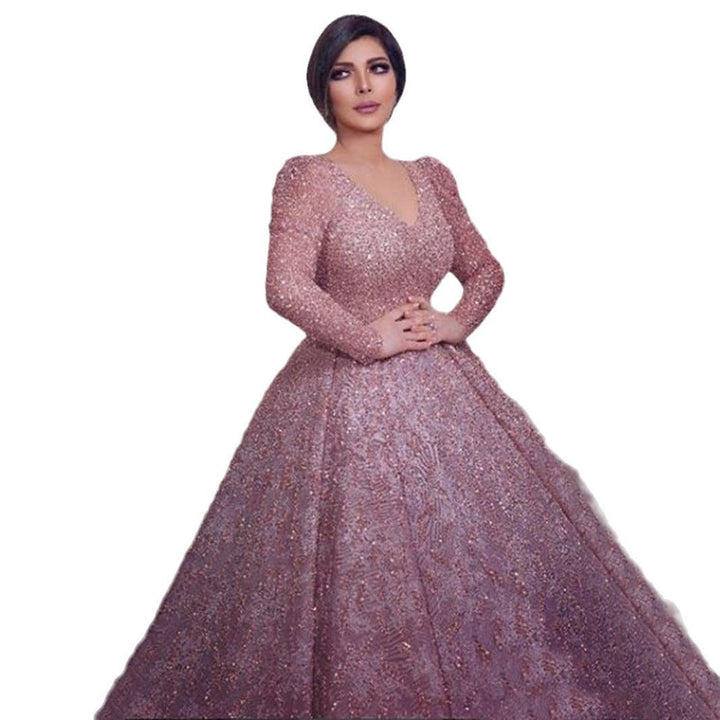 Damen Glamouröses Abendkleid mit funkelnden Applikationen und schwingendem Rock