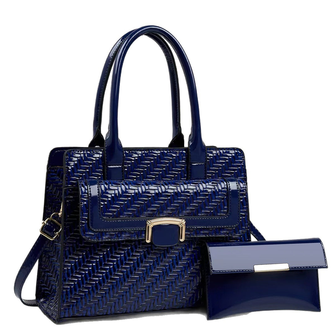 Damen elegante Handtasche mit strukturiertem Metallikdesign und abnehmbarer Clutch Nord Taschen