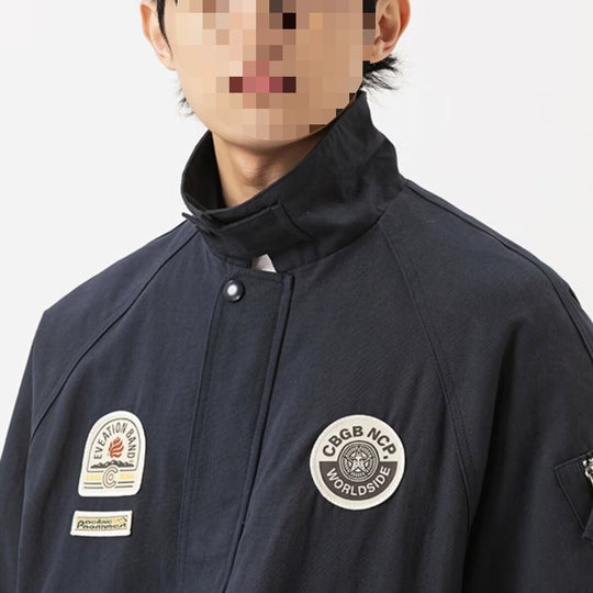 Herren Overshirt-Bomberjacke im Military-Look mit Emblem‑Patches, Ärmeltasche & geripptem Saum Nord Taschen