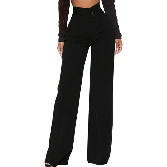 Damen High-Waist Palazzo-Hose mit weitem Bein und tailliertem Bund Nord Taschen