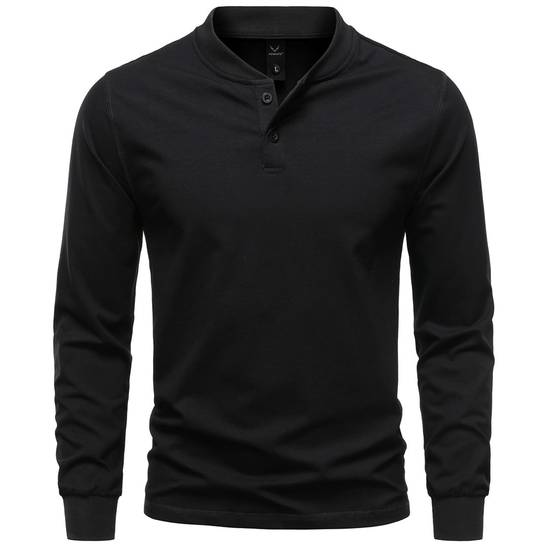 Herren Langarm-Henleyshirt mit Stehkragen und zweifacher Knopfleiste, Slim Fit, Baumwoll-Mix Nord Taschen