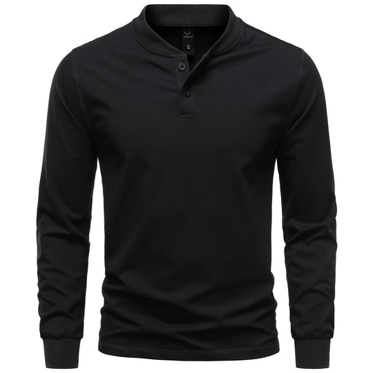 Herren Langarm-Henleyshirt mit Stehkragen und zweifacher Knopfleiste, Slim Fit, Baumwoll-Mix Nord Taschen