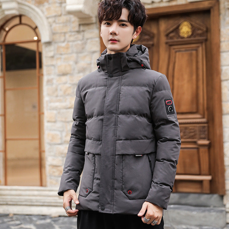 Herren wattierter Winterparka mit hochschließendem Stehkragen, abnehmbarer Kapuze und Multifunktions‑Taschen Nord Taschen