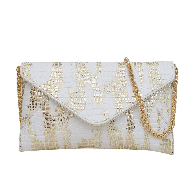 Damen Glamouröse Clutch-Tasche mit Kroko-Prägung und goldenen Akzenten Nord Taschen