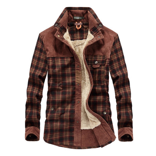Herren Gemütliche Flanelljacke mit Fleecefutter Nord Taschen