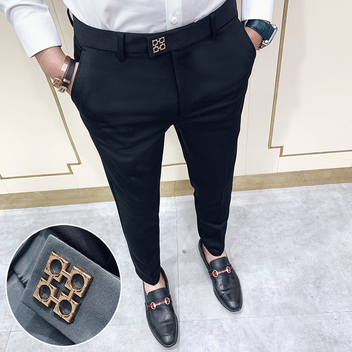 Herren moderne tapered Anzughose mit Bügelfalte, Stretchkomfort und verdecktem Hakenverschluss Nord Taschen