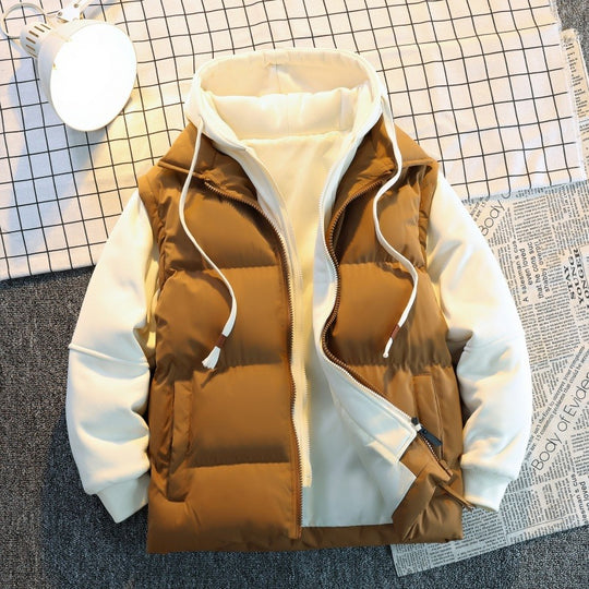 Herren Zweilagige Steppweste im Layering‑Look mit Kapuzen‑Innenjacke & Sweatärmeln Nord Taschen