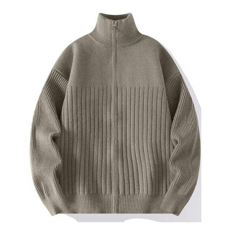 Herren Strukturierter Strickpullover mit halbem Reißverschluss und Rippenstruktur Nord Taschen