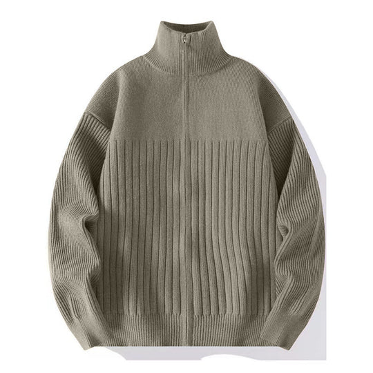 Herren Strukturierter Strickpullover mit halbem Reißverschluss und Rippenstruktur Nord Taschen