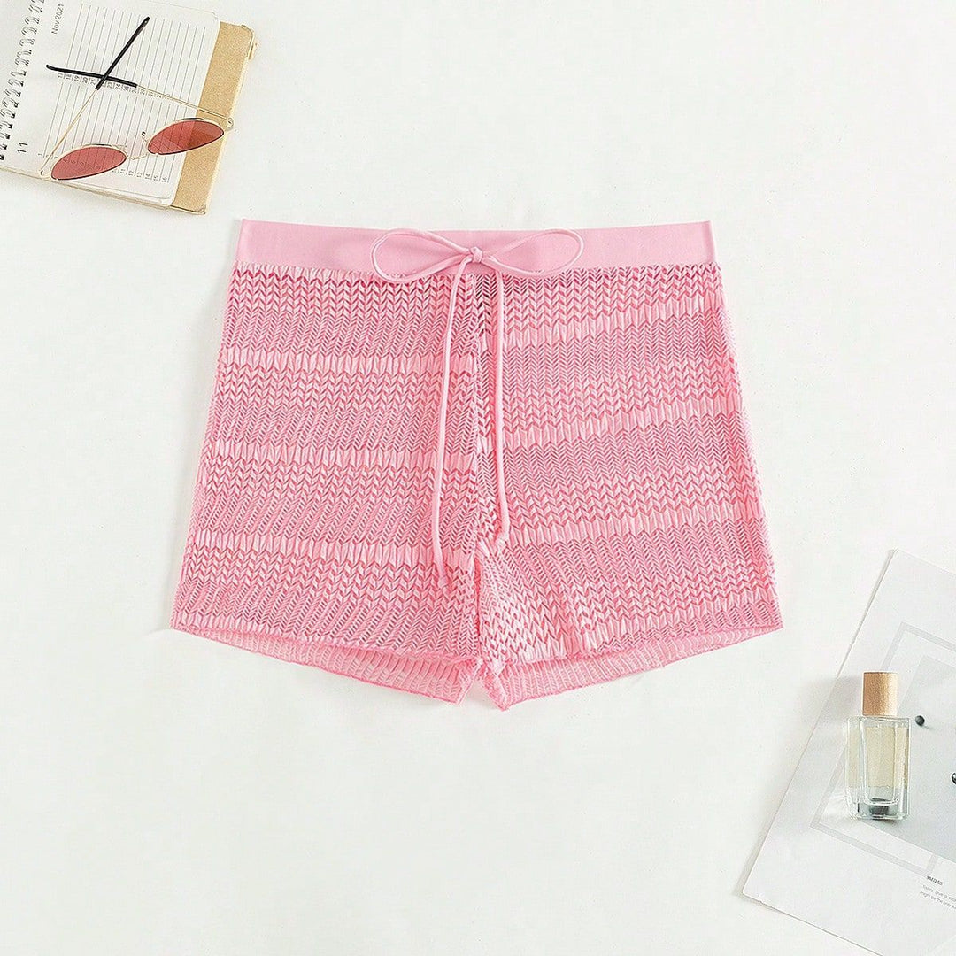 Damen Sportliche Badeshorts mit flexiblem Bund und modischem Wellenmuster